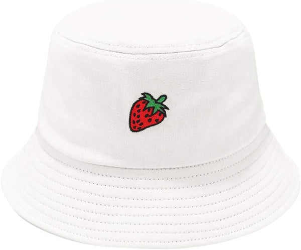 YOLAI Women Men Strawberry Print Fisherman Hat Sunscreen Outdoors Bucket Cap Beach Hats