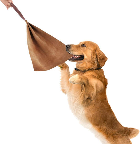 Lifeunion Durable Dog Tug Bite Toy with Handle for Training Tug of War (Brown)