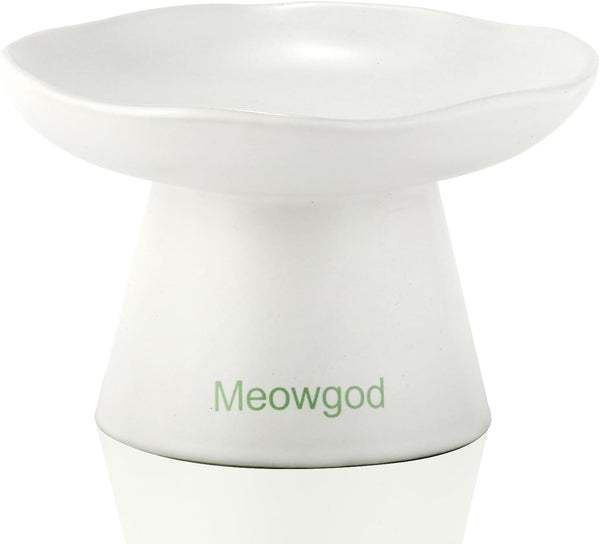 Elevated Cat Bowls - Wide Shallow 6.1" Ceramic Raised Food Bowls, Anti Vomiting, Perfect for Flat Faced Cats