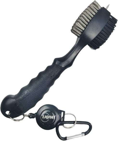 Golf Club Brush with Retractable & Oversize Double Brush, Ergonomic Grip, Lightweight Golf Accessories
