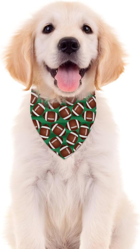 Nepnuser American Football Dog Bandana Touch Down Rugby Game Day Sports Themed Party Adjustable Triangle Bibs Scarf Accessories for Dogs Pets