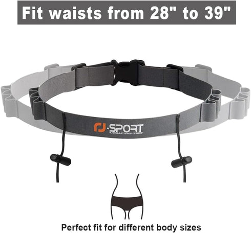 RJ-Sport Race Number Belt, Triathlon Race Belt Bib Holder with 6 Energy Gel Loops