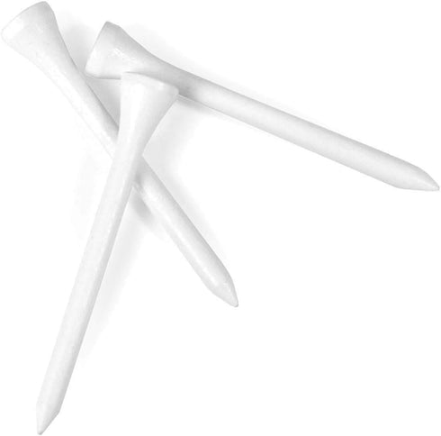 Hireko Tour Gear Wood Golf Tees White, Assorted Sizes 2-3/4 inch or 3-1/4 inch Tall, 100, 500 Bulk Packs