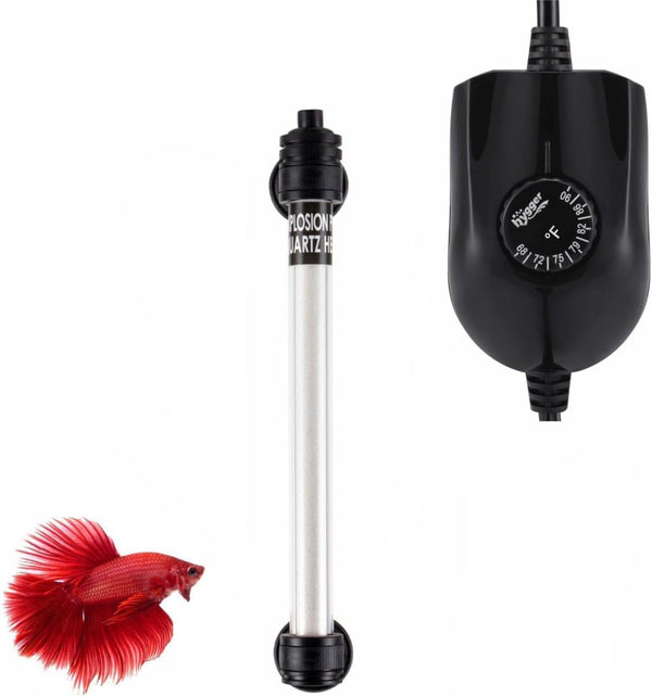 hygger 50W Mini Inline Quartz Glass Aquarium Heater with External Controller, Adjustable Thermostat for 5-15 Gallon