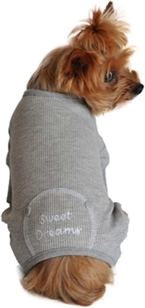 DOGGIE DESIGN Sweet Dreams Soft Cotton Thermal Dog Pajamas (L, Gray)