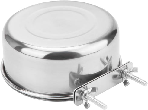 Wontee Stainless Steel Pet Food Water Bowl with Clamp Holder, 2 Packs Feeder for Dog, Bird, Parrot, Cat, Rabbit (L)
