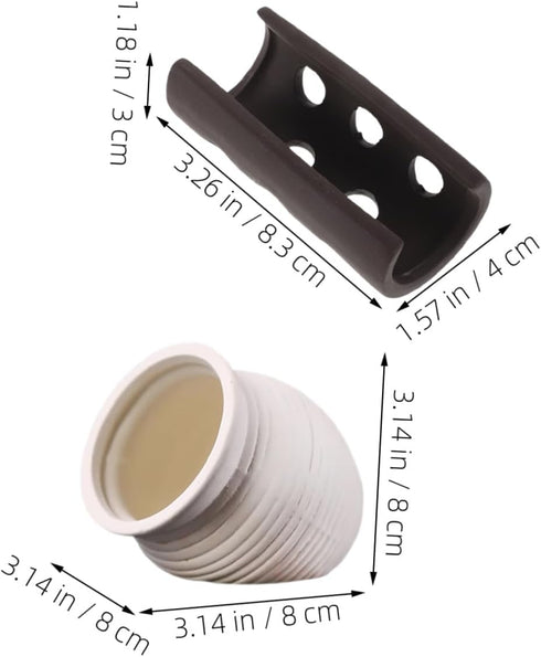 2pcs TOYANDONA Aquarium Fish Tank Hideout Betta Shrimp Breeding Cave Semi-Circle Small Hole White Ceramic Shelter