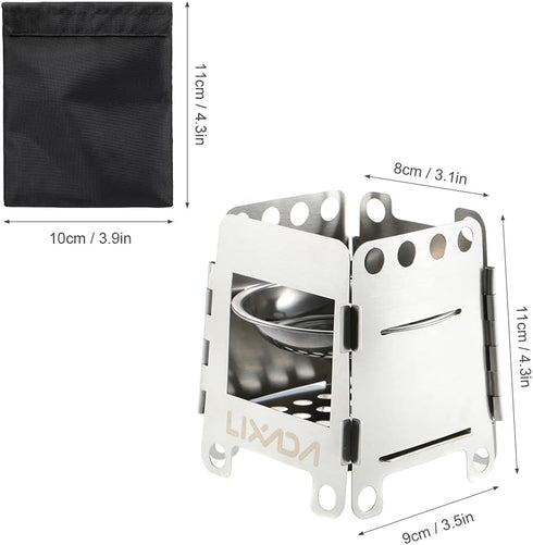 Lixada Portable Camping Stove - Wood Burning & Stainless Steel Alcohol Stove for Outdoor Use