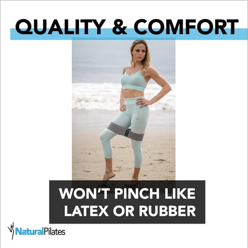 Natural Pilates Booty Bands, 3 Levels of Strength, Fabric Resistance Bands for Women, Non-Slip Butt Bands