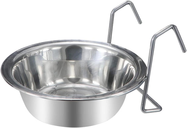Wontee Stainless Steel Pet Bowl, Hanging Food Water Bowls for Birds, Parrots, Small Dogs and Cats (S)