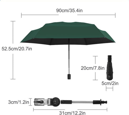 Chair Umbrella with Clamp, Adjustable Umbrella for Chair, Stroller Umbrella Parasol, Waterproof Umbrella for Beach