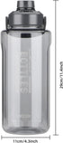 Half Gallon/64oz Water Bottle With Handle, Leak Proof with Removable Strainer, BPA Free Fitness 2L Sports Jug (Grey)