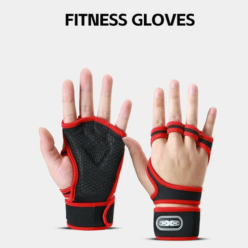 Fitness Gloves Wrist Wraps - Half Finger Men Women Sports Machines Training, Shock Absorption Barbell, Breathable
