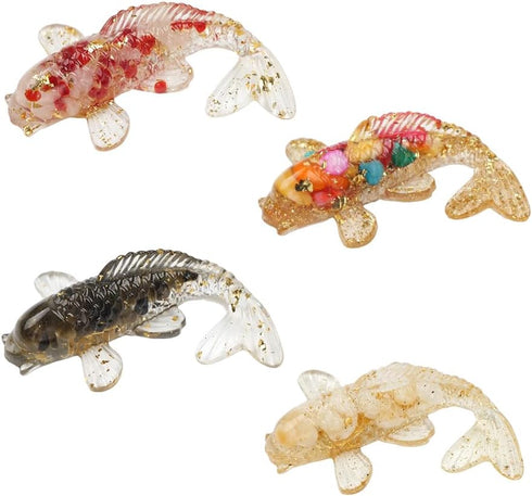 Opexicos 4Pcs Decorative Crystal Gravel Drop Glue, Fish Shape Small Ornaments for Fish Tank Aquarium Pool