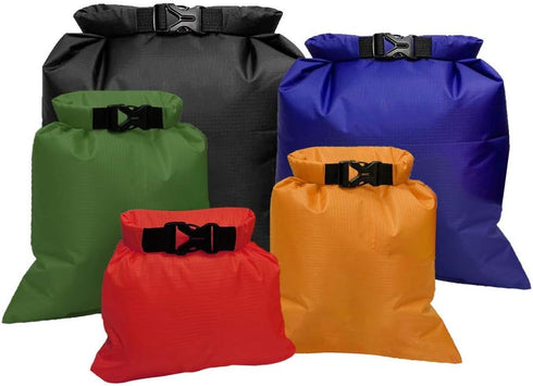 Pimoys 5-Pack Waterproof Dry Bag, Lightweight Outdoor Ripstop Roll Top Drybags for Rafting, Camping, Hiking