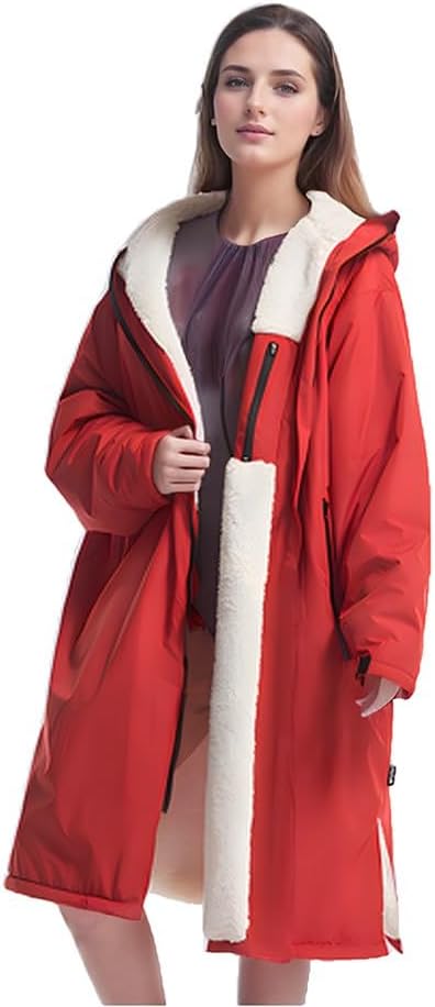 HI SUYI Thermal Surf Poncho Changing Robe Unisex Swim Parka Oversize Long Fleece Waterproof