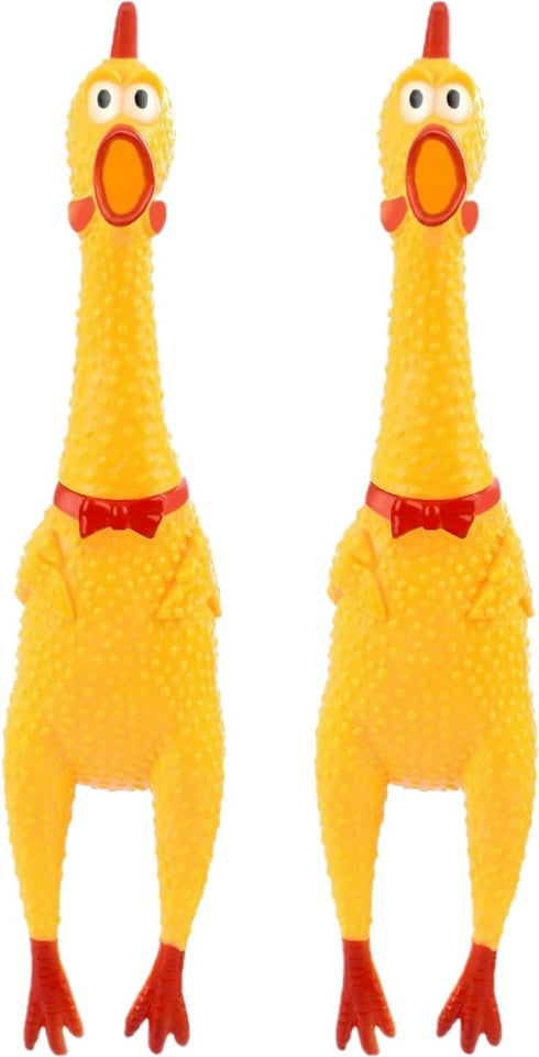 Dlh western Large Screaming Rubber Chicken, 12 Inch Squawking Chicken (2-Pack)