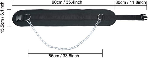 HemeraPhit Weighted Dip Belt with Chain, Pull-up Belt, Double D-ring Weightlifting Back Support Strap for Home Gym