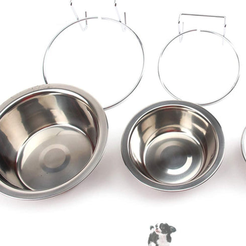 Hanging Water Bowl for Dog Cage - 13cm Stainless Steel Dog Bowl with Hook for Dogs and Cats, Size M