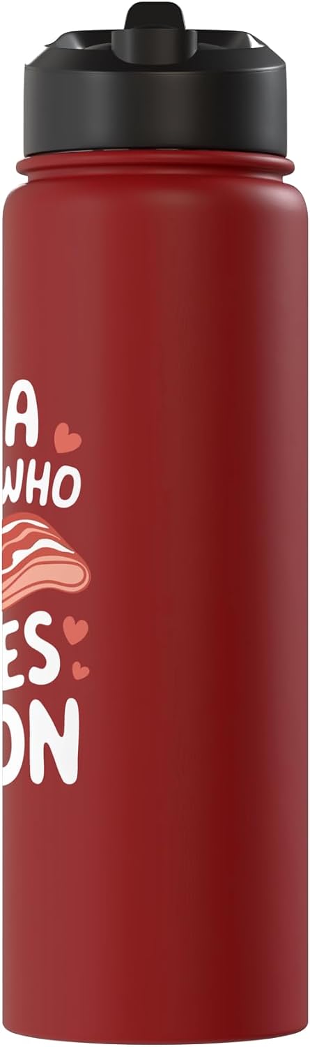 Bacon Meat Breakfast Bacons Bacon Just A Girl Who Loves Bacon Stainless Steel Insulated Water Bottle