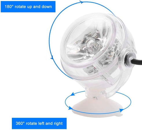 Semme LED Fish Spot Light, Waterproof Mini RGB Spotlights for Aquarium Fountain, 180 Degree Rotation