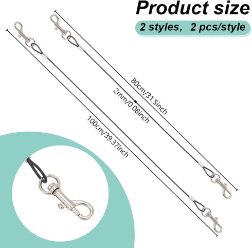 4 Pcs Chew Proof Dog Leash, Heavy Duty Training Rope Extender for Any Leash & Collar for Large Medium Dogs