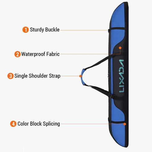 LIXADA Ski Travel Bag Oxford Cloth 63‘’/160cm with Internal Strap Durable Adjustable Ski Bag