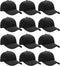 Plain Blank Black Caps with Adjustable Strap (12PCS), Medium Size