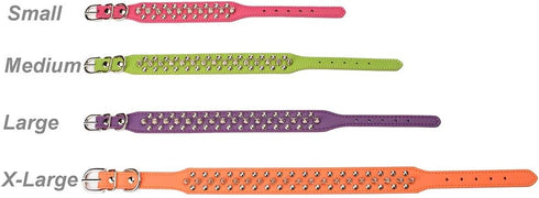 Mushrooms Spiked Rivet Studded Adjustable Microfiber Leather Pet Collars for Cats and Dogs (8.2"-10.6" Neck, Coffee)