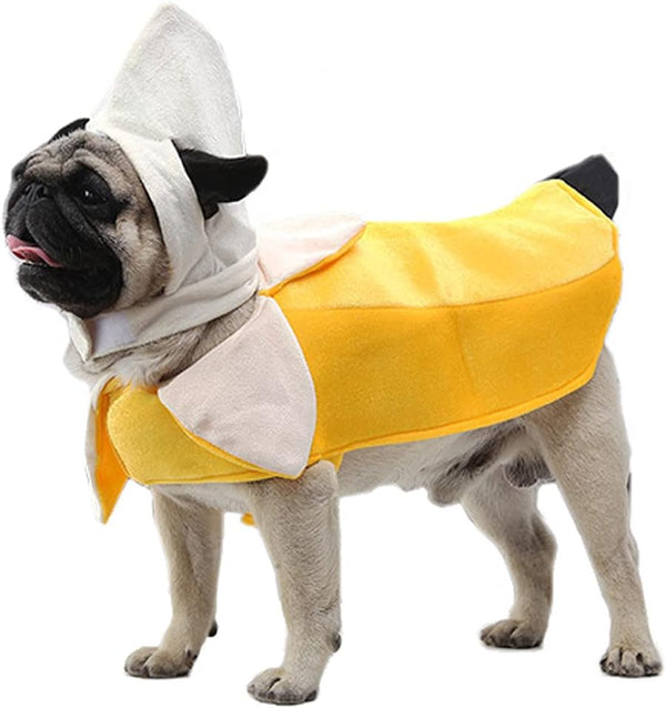 Funny Banana Dog Costume - Fruit Shape Cosplay Jumpsuit for Small Medium Large Dogs, Special Events Outfits