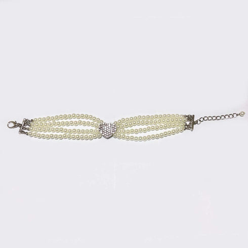 Dog Pearls Necklace Jewelry - Bling Dog Wedding Collar for Small Dogs with Rhinestone Heart Charm, White Heart
