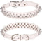 Spiked Dog Collar, Mushrooms Rivet Studded Adjustable PU Leather Pet Collars for Cats and Dogs (S, White)