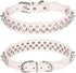 Spiked Dog Collar, Mushrooms Rivet Studded Adjustable PU Leather Pet Collars for Cats and Dogs (S, White)