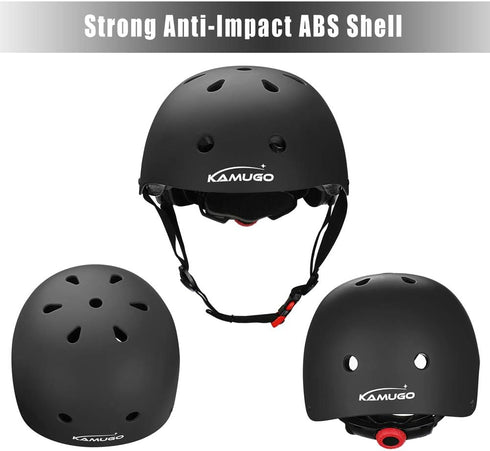 KAMUGO Kids Adjustable Helmet with Sports Protective Gear Set, Knee Elbow Wrist Pads for Age 2-8 Boys Girls
