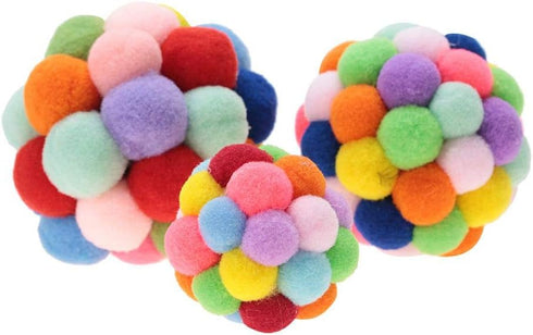 Pet Cat Plush Ball Toy, Interactive Chewing Training Tool with Bell for Dogs and Puppies (S)
