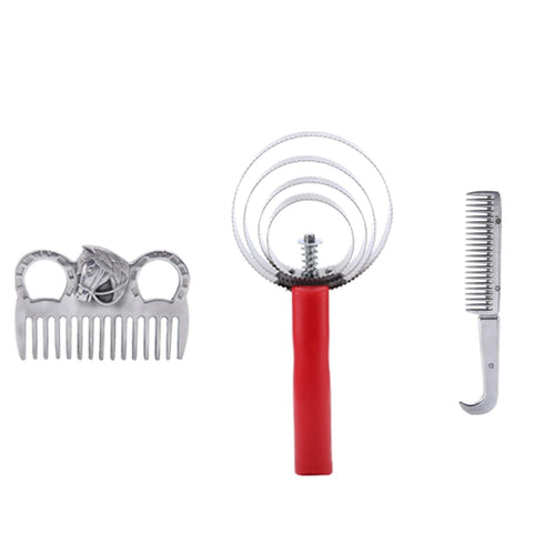 Set, 10 Set Horse Cleaning Tool Piece Horse Grooming Kit Assorted Hair and Curry Brushes, Hoof Pick, Sweat Scraper