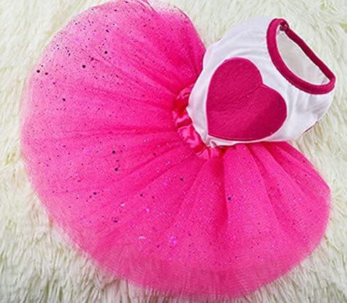 Idepet Large Pet Dog Cat Puppy Tutu Princess Dress, Heart Printed Lace Dog Skirt Apparel
