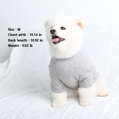 Large Gray Dog Shirt for Small Dogs - Soft Breathable Cotton T-Shirts Pet Clothes