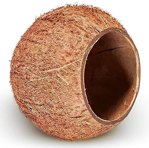 SunGrow Coconut Shell House for Gecko, Snake & Ball Python, Raw Coco Husk Pet Hiding House