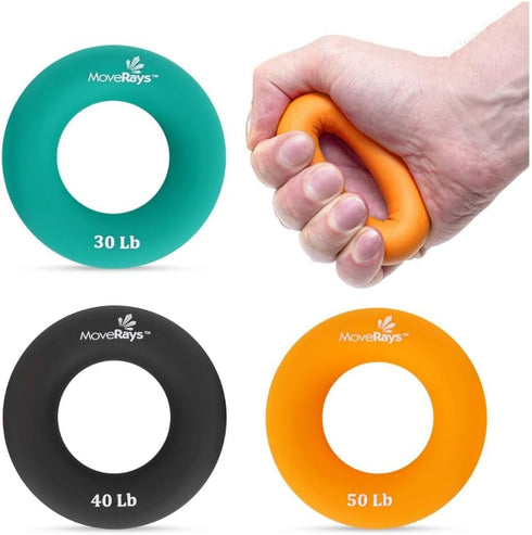 Hand Grip Strengthener - Silicone Rings for Forearm, Fingers Exerciser for Muscle Training and Fitness