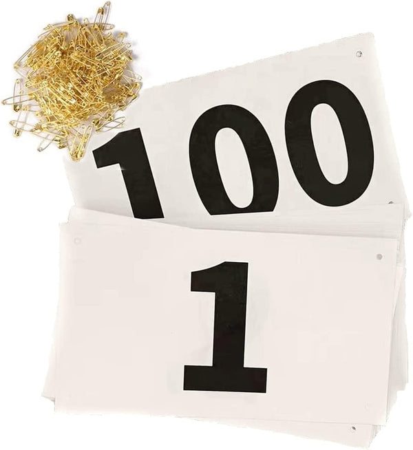 Running Race Bibs Large Numbers with Safety Pins for Marathon Race Events-