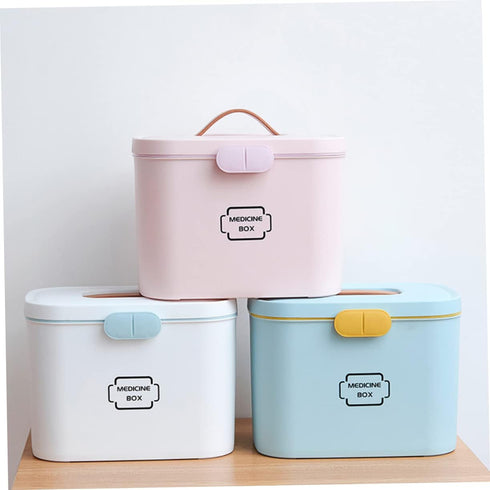 FRCOLOR First Aid Container Box Multi-Functional Medicine Storage Organizer with Compartmentalized Design and Portable