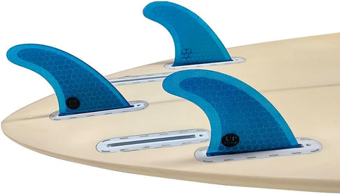UPSURF M Size Tri Fin Surfboard Fin Set, Fiberglass+Honeycomb (White/Blue/Orange)