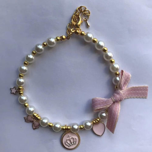 Fashion Pet Necklace Cat Pearl Crown Collar | Accessories Ornaments for Pet Cat Teddy Jewelry Collar
