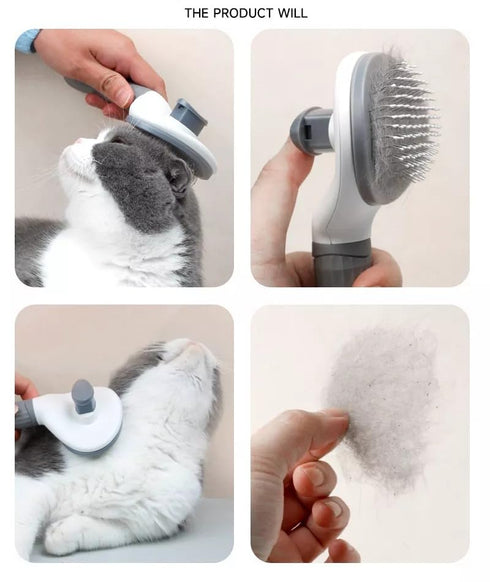 Cat Grooming Brush, Self Cleaning Slicker Brush for Dogs and Cats, Dog Massage Brush (GRAY)