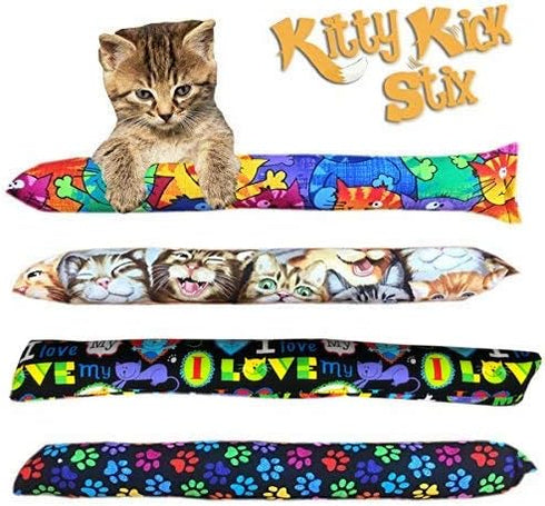 Kitty Kick Stix Catnip Kicker Toy, 15", Set of 2, Handmade in USA, Interactive Toy for All Breeds