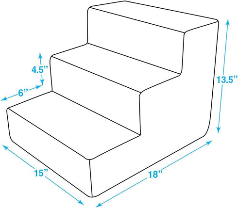 Best Pet Supplies Dog Stairs - Ash Gray Linen - 3-Step - Non-Slip Foam Pet Steps for Small Dogs & Cats