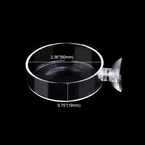 WEAVERBIRD 60mm Aquarium Shrimp Feeder Dish - Suction Glass Fish Tank Feeding Bowls, Round Clear Dishes