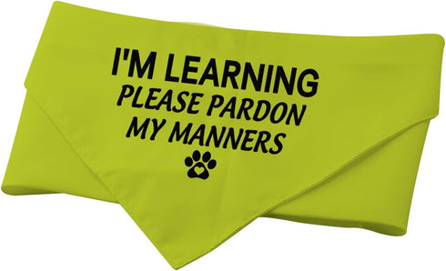 1 Piece Dog Bandana, "I'm Learning Please Pardon My Manners" Scarf for Rescue Dogs, Give Space Design