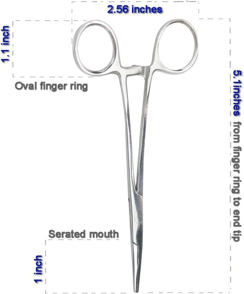 2pcs Set Pets Ears/Nose Hair Puller - Straight & Curved Full Serrated Stainless Steel Hemostat Locking Forceps